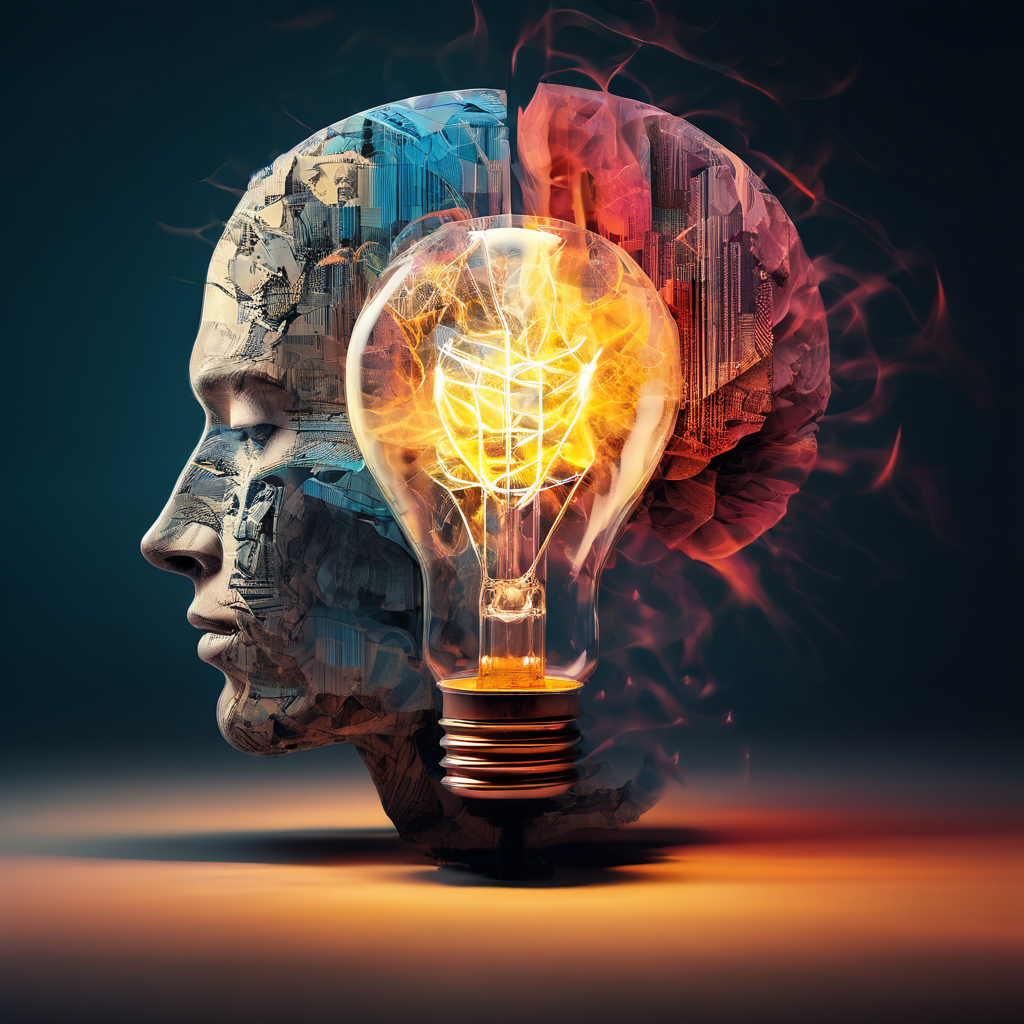 image of a brain and lightbulb representing mindset trainsforation for success